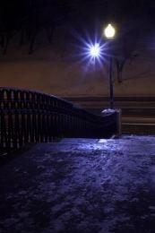 night scene with one street lamp