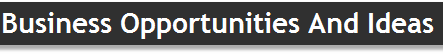   Business Opportunities and Ideas  