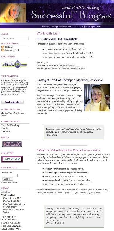 Successful Blog, Work with Liz! page