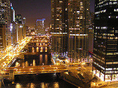 Chicago River at night by bjmccray