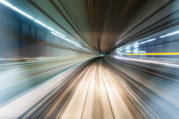 speeding through a tunnel