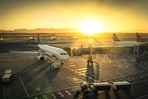 Airplane At The Terminal Gate Ready For Takeoff - Modern Interna