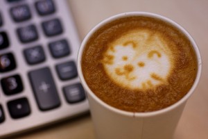calculator and latte