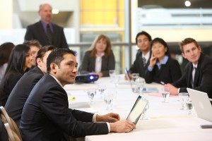 Business people in board room meeting