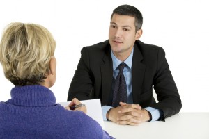 job interview isolated on white background man and woman